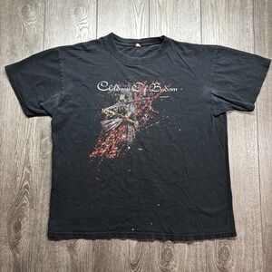 Children Of Bodom Death Metal Shirt Medium Concert Tour Y2K Vintage 2008 Fade